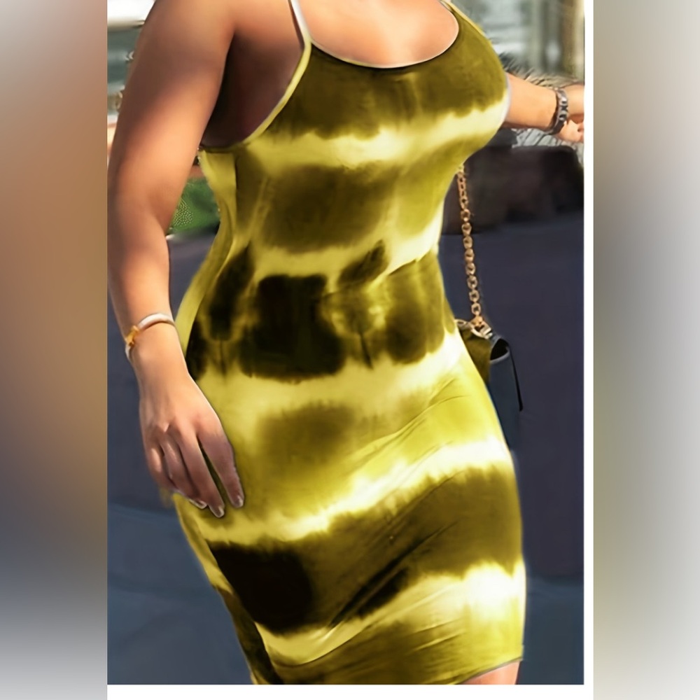 Chic Sleeveless Tie-Dye Dress - Olive and Black